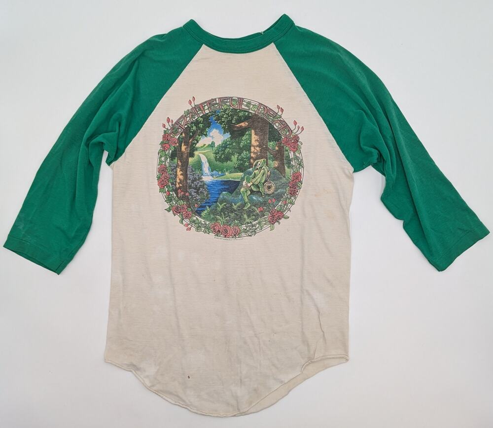 Grateful Dead Summer Tour 1984 Winterland Productions Raglan Shirt Green White